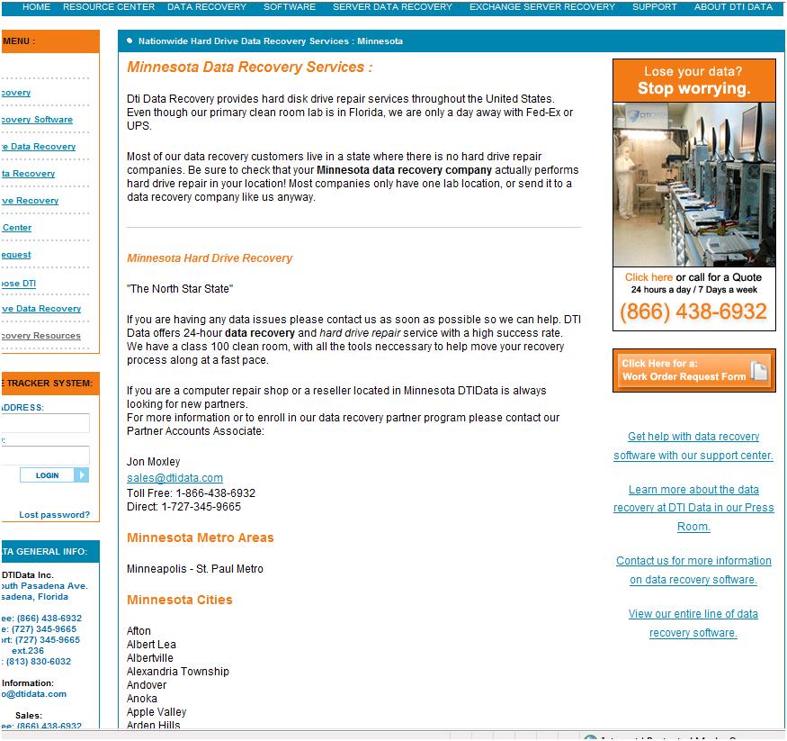Geo-targeted state page