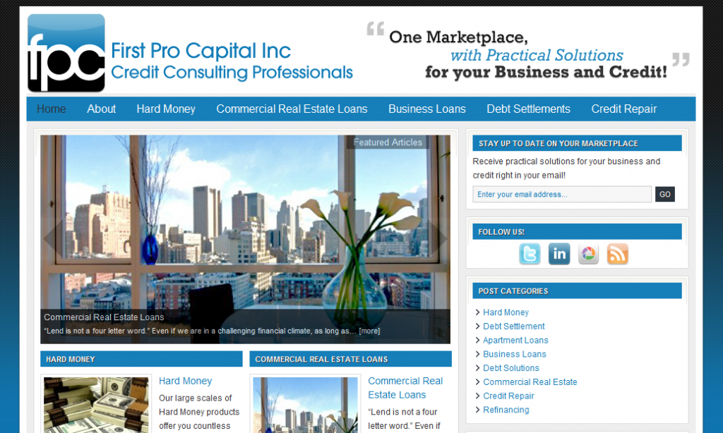 First Pro Capital "Credit Consulting Professionals" WordPress Website Design, WordPress Developers, WordPress Blog Design